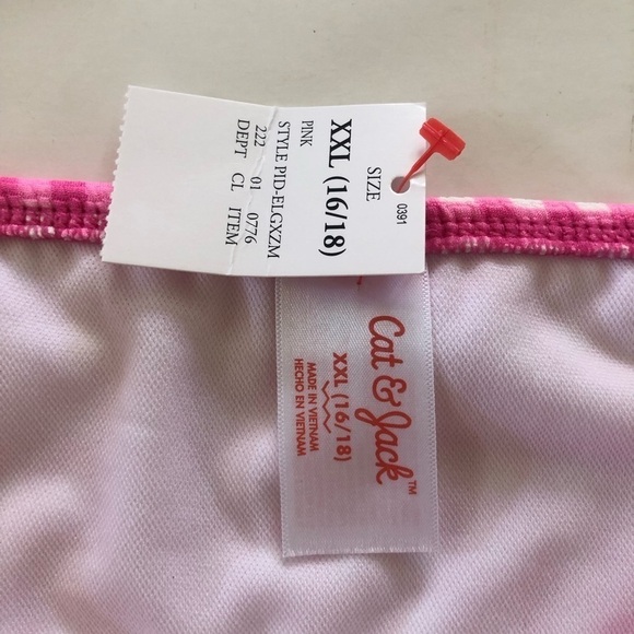 Cat & Jack Girls Pink Gingham Spots Polka Dots Bandeau Bikini Set Sz XXL (16-18) - Picture 12 of 14